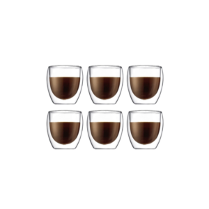 Bodum Pavina double wall thermo-glasses set of 6, 0.25L capacity, clear borosilicate glass with double wall insulation