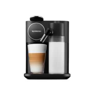 Black Nespresso Gran Lattissima Original coffee machine front view with milk frother