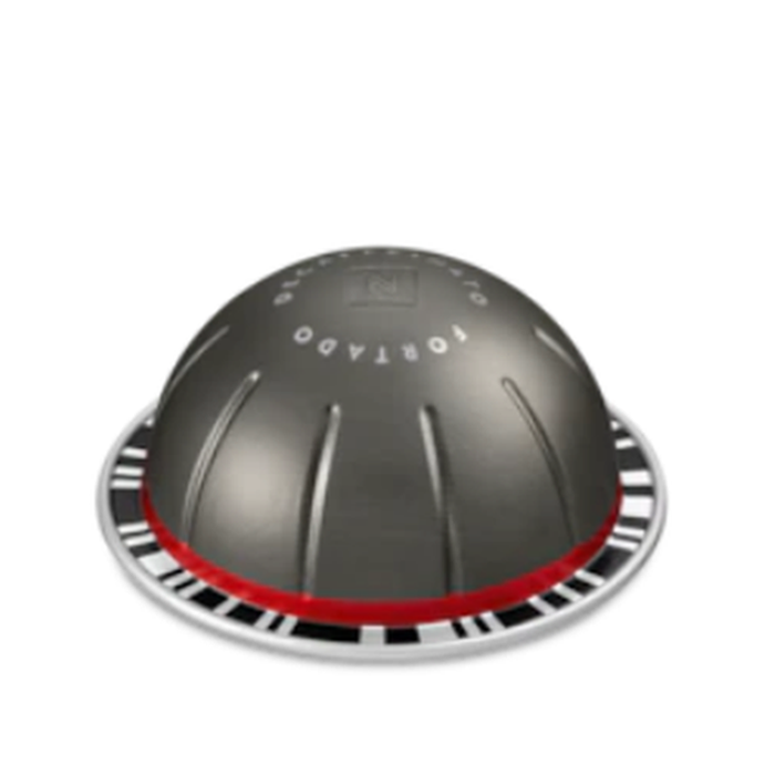 Nespresso Vertuo Fortado Decaffeinato Capsule Nespresso Vertuo Gran Lungo Fortado Decaffeinato coffee capsule with intensity 8 on a white background
